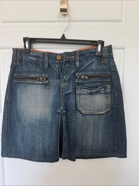 Denim Mini Skirt in Faded Blue
